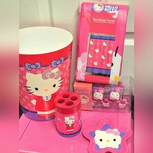 Hello Kitty Sanrio 2012 Vintage Bathroom Set Bows and Stars